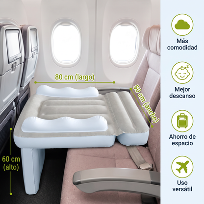 Cama de Viaje Inflable para Niños Pequeños con Extensión de Asiento para Avión y Auto