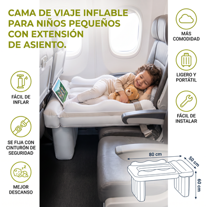 Cama de Viaje Inflable para Niños Pequeños con Extensión de Asiento para Avión y Auto