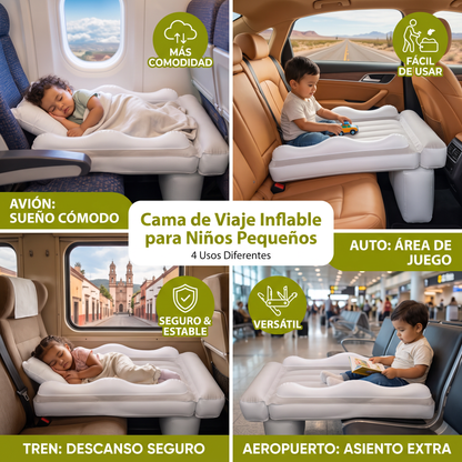 Cama de Viaje Inflable para Niños Pequeños con Extensión de Asiento para Avión y Auto