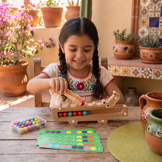 Juego de colores del cocodrilo – Juego educativo con tarjetas de clasificación y piezas de madera