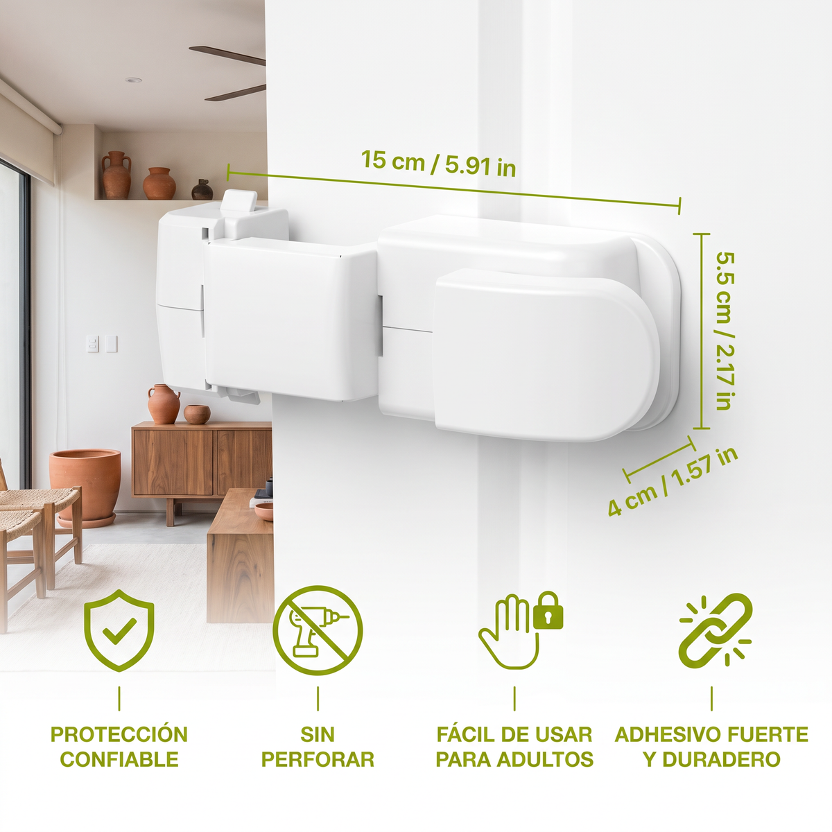 Seguro para puertas a prueba de niños sin perforar