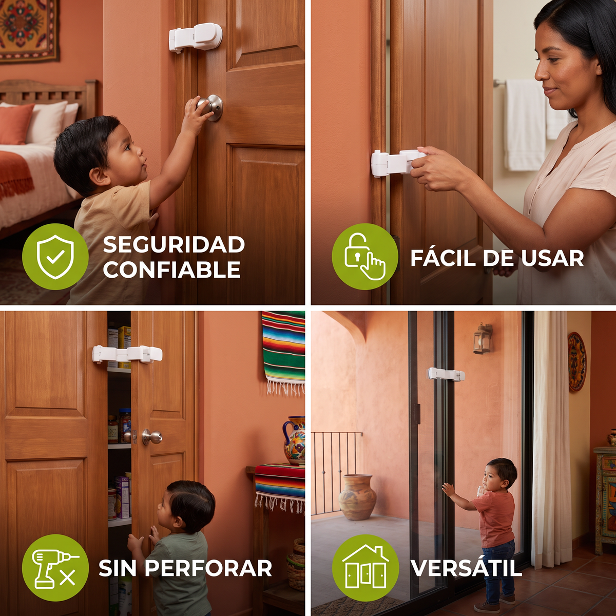 Seguro para puertas a prueba de niños sin perforar
