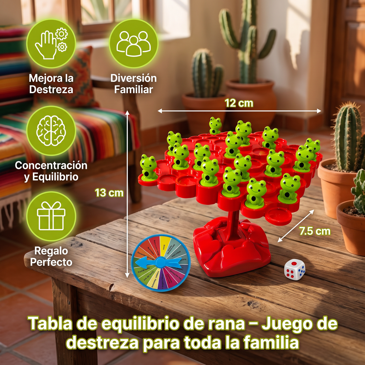 Tabla de equilibrio de rana – Juego de destreza para toda la familia