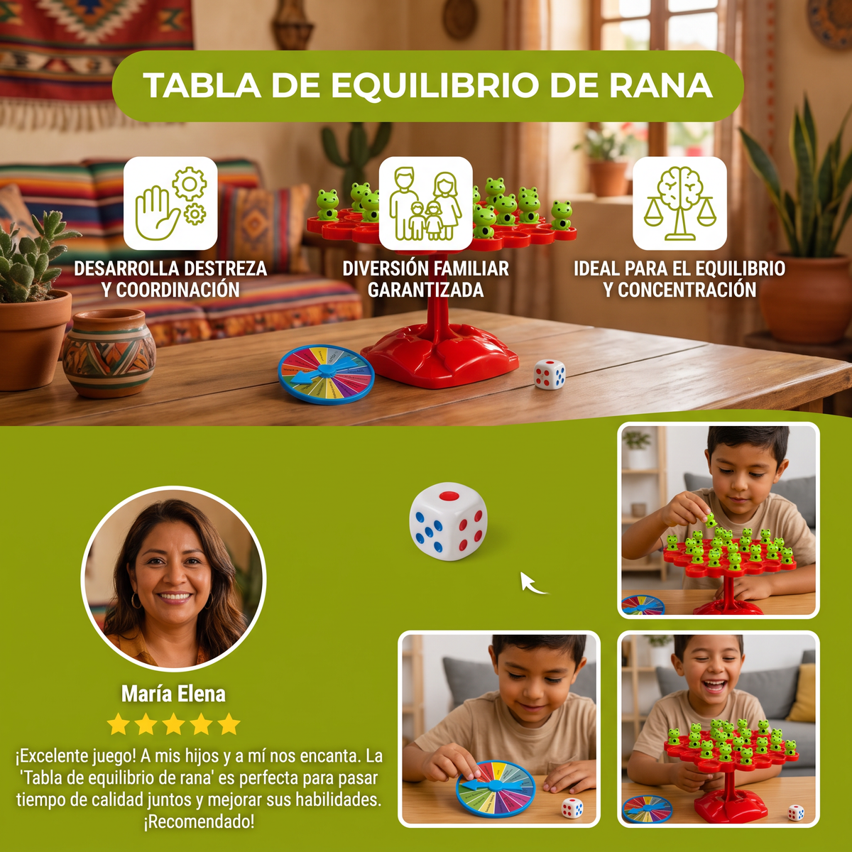 Tabla de equilibrio de rana – Juego de destreza para toda la familia