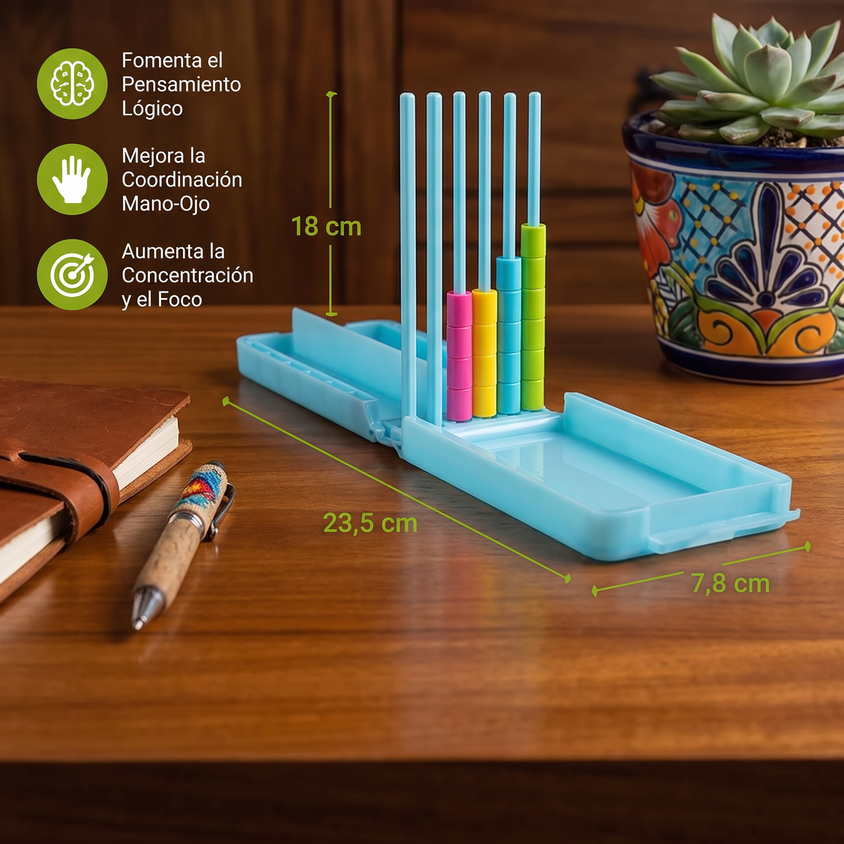 Mini reto de apilamiento de colores – Juego portátil de lógica y destreza