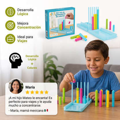 Mini reto de apilamiento de colores – Juego portátil de lógica y destreza