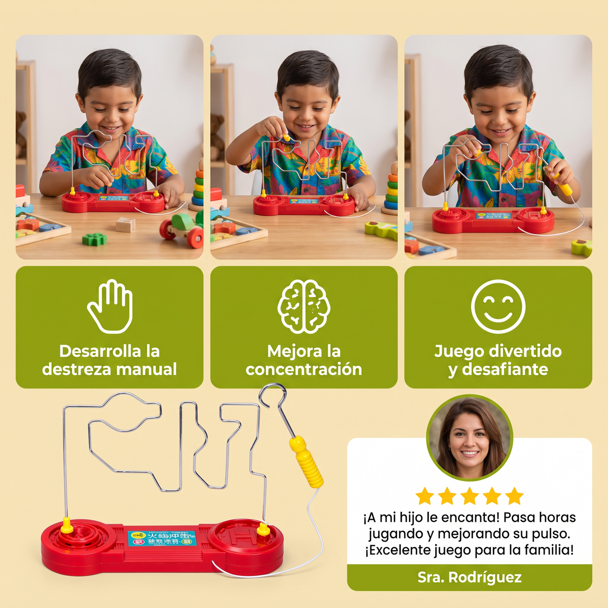 Juego de pulso “Buzz Wire” para desarrollar la destreza manual