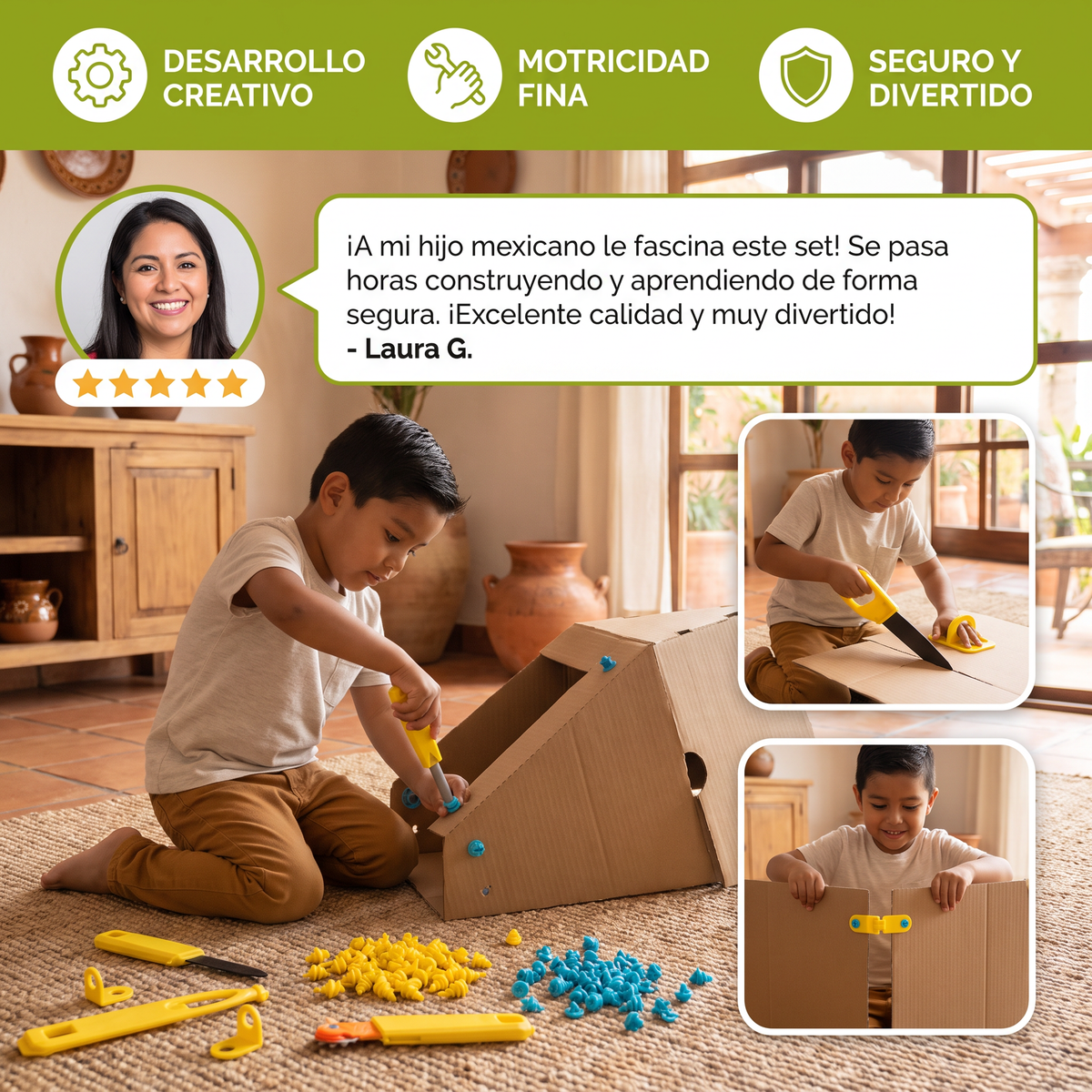 Set de Herramientas de Construcción de Cartón para Niños