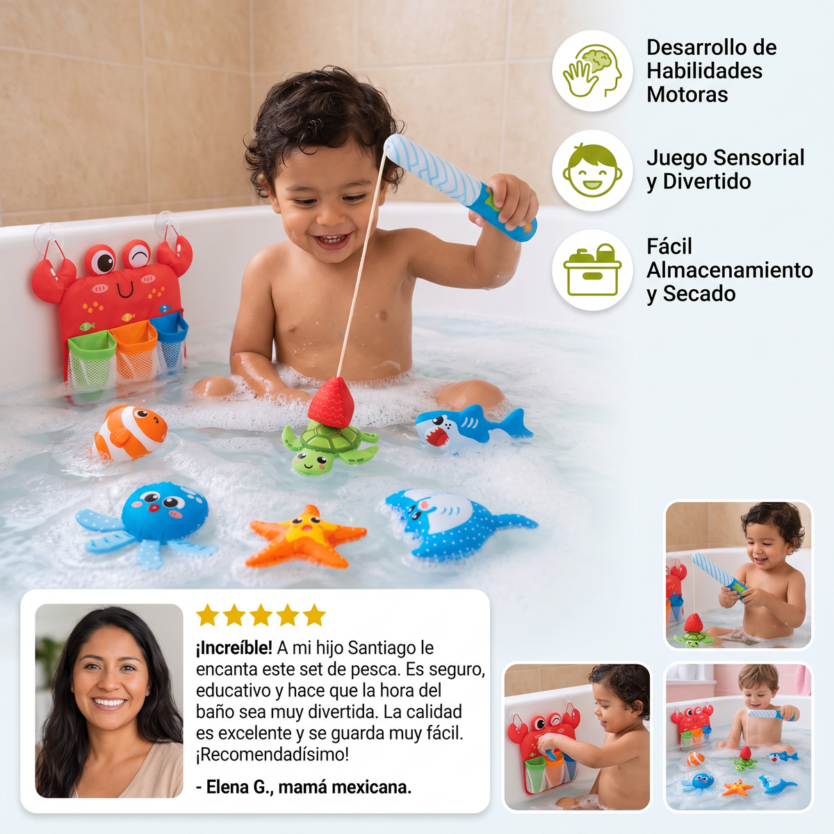 Set Montessori de Juguetes Magnéticos de Pesca para el Baño