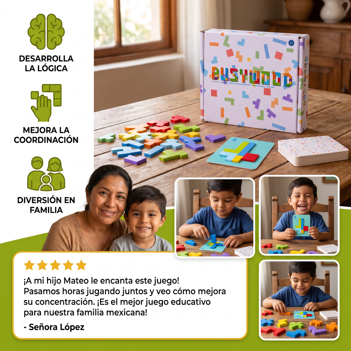 Juego Familiar: Rompecabezas de Madera para Clasificar Formas