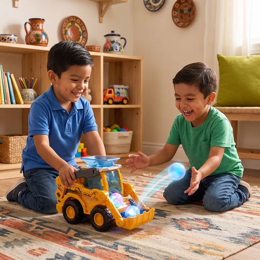 Bulldozer de Construcción Interactivo con Luces y Lanzador de Pelotas para Niños