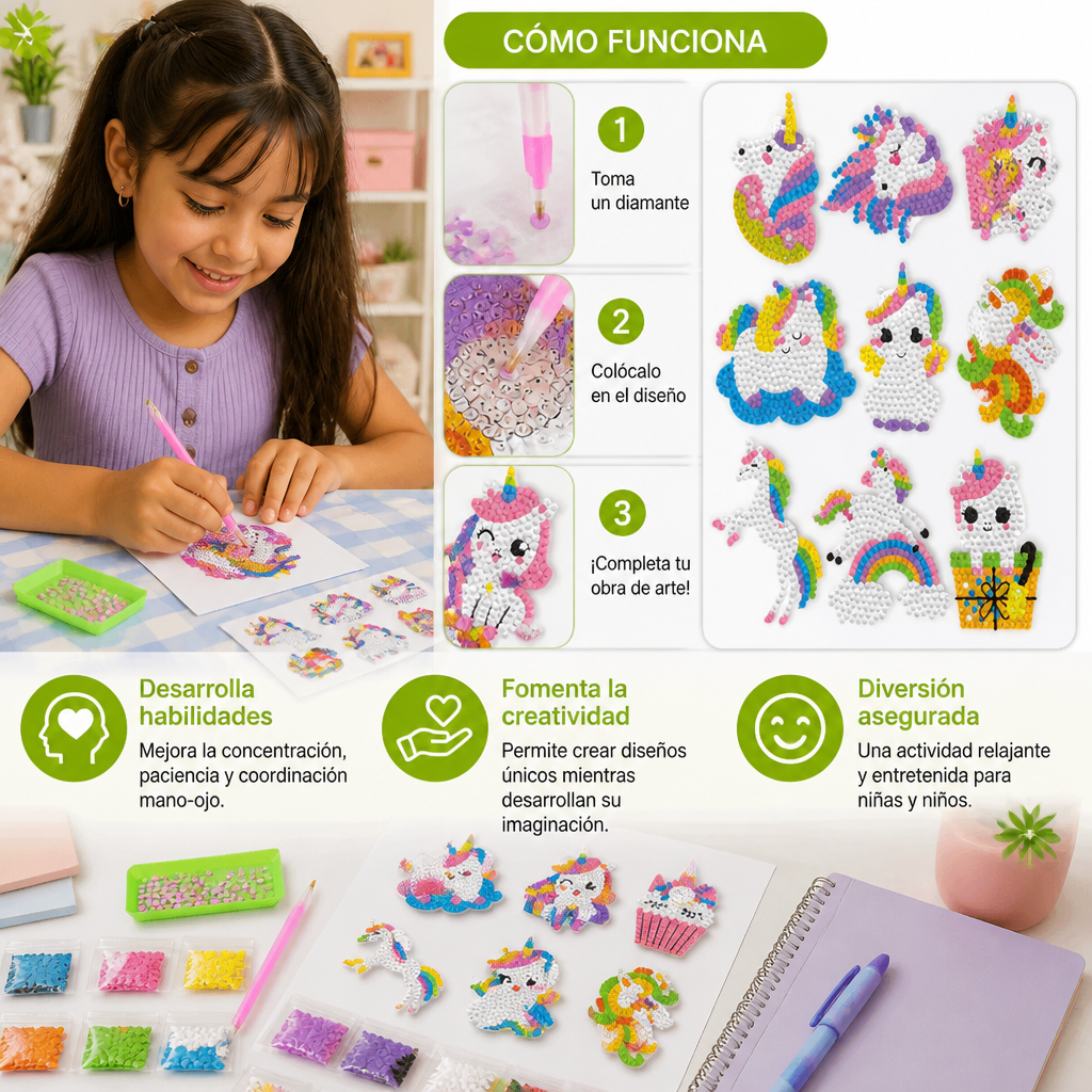 DIY Pintura de Diamantes con Pegatinas de Dibujos Animados
