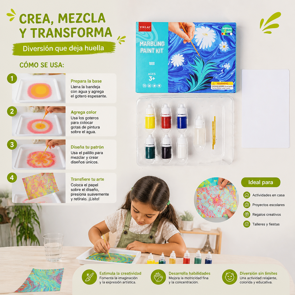 Set de Pintura Creativa con Técnica de Marmoleado