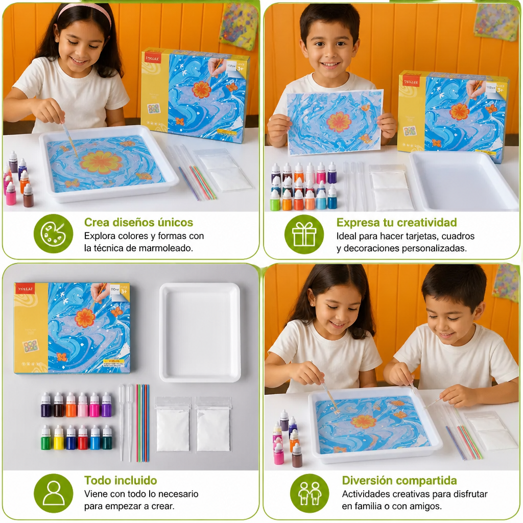 Set de Pintura Creativa con Técnica de Marmoleado