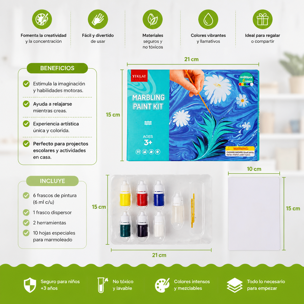 Set de Pintura Creativa con Técnica de Marmoleado