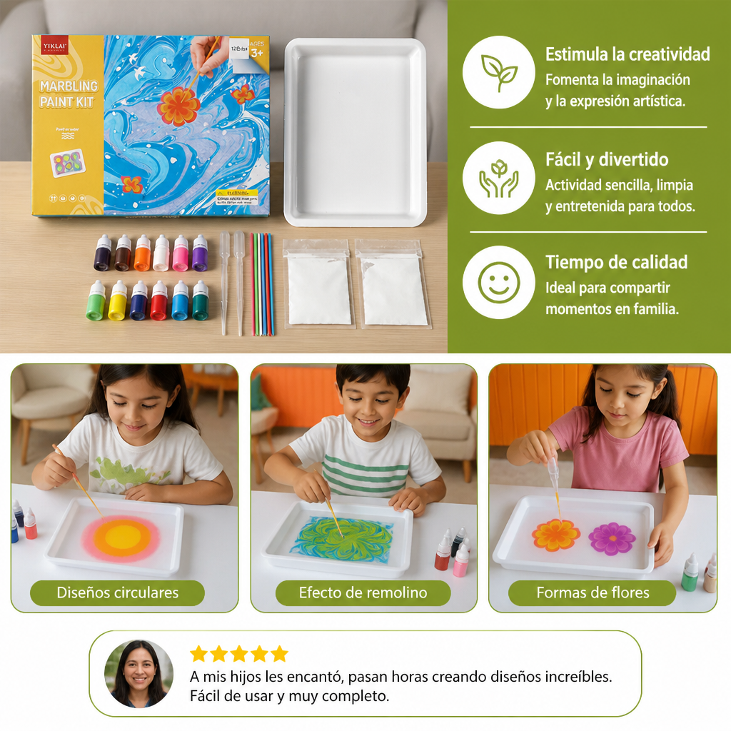 Set de Pintura Creativa con Técnica de Marmoleado