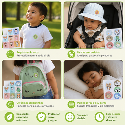 Pegatinas Naturales Antimosquitos para Niños y Bebés (100 Piezas)