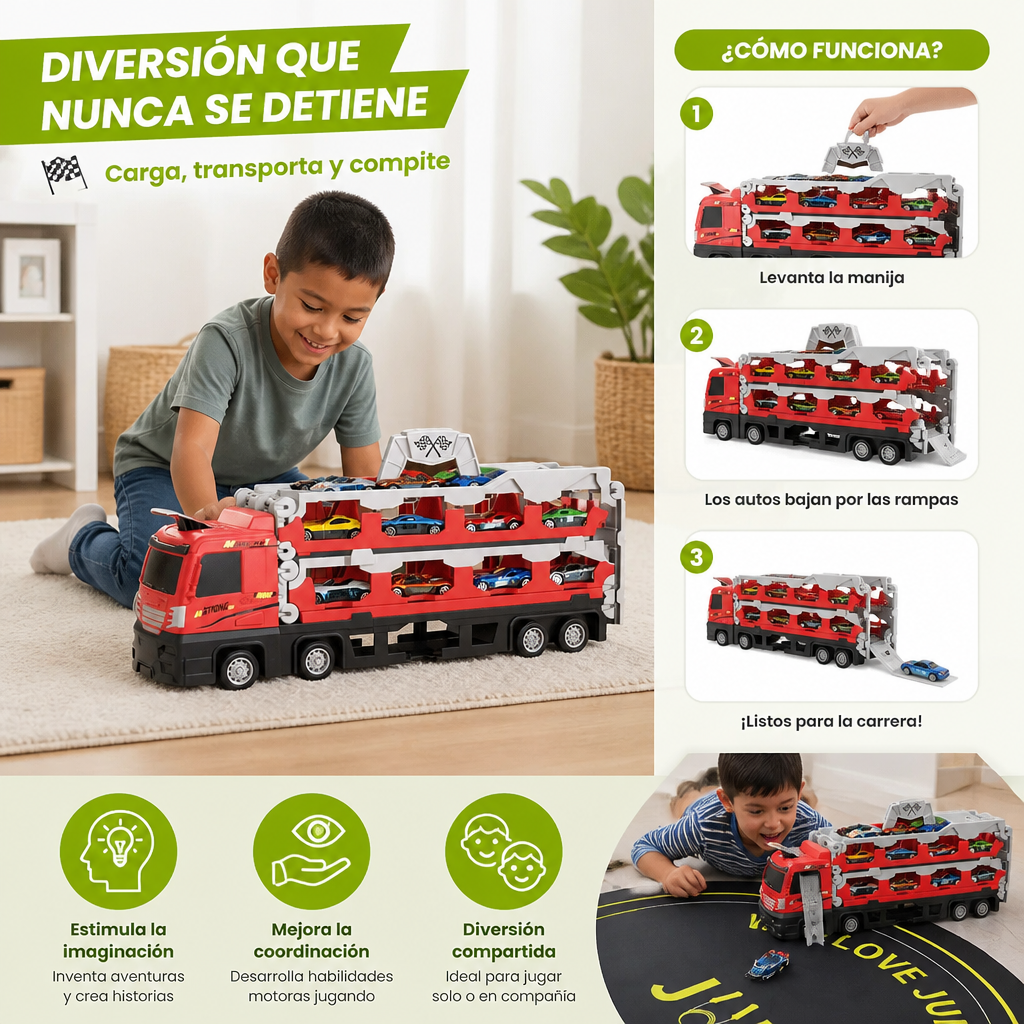 Camión de pista de carreras para niños