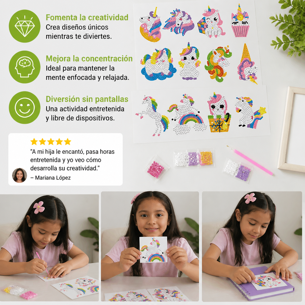 DIY Pintura de Diamantes con Pegatinas de Dibujos Animados