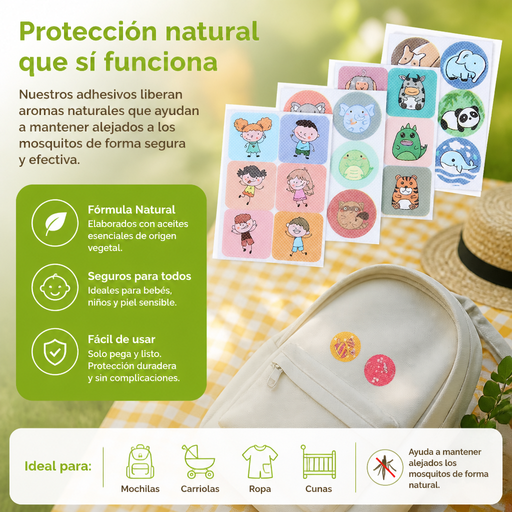 Pegatinas Naturales Antimosquitos para Niños y Bebés (100 Piezas)