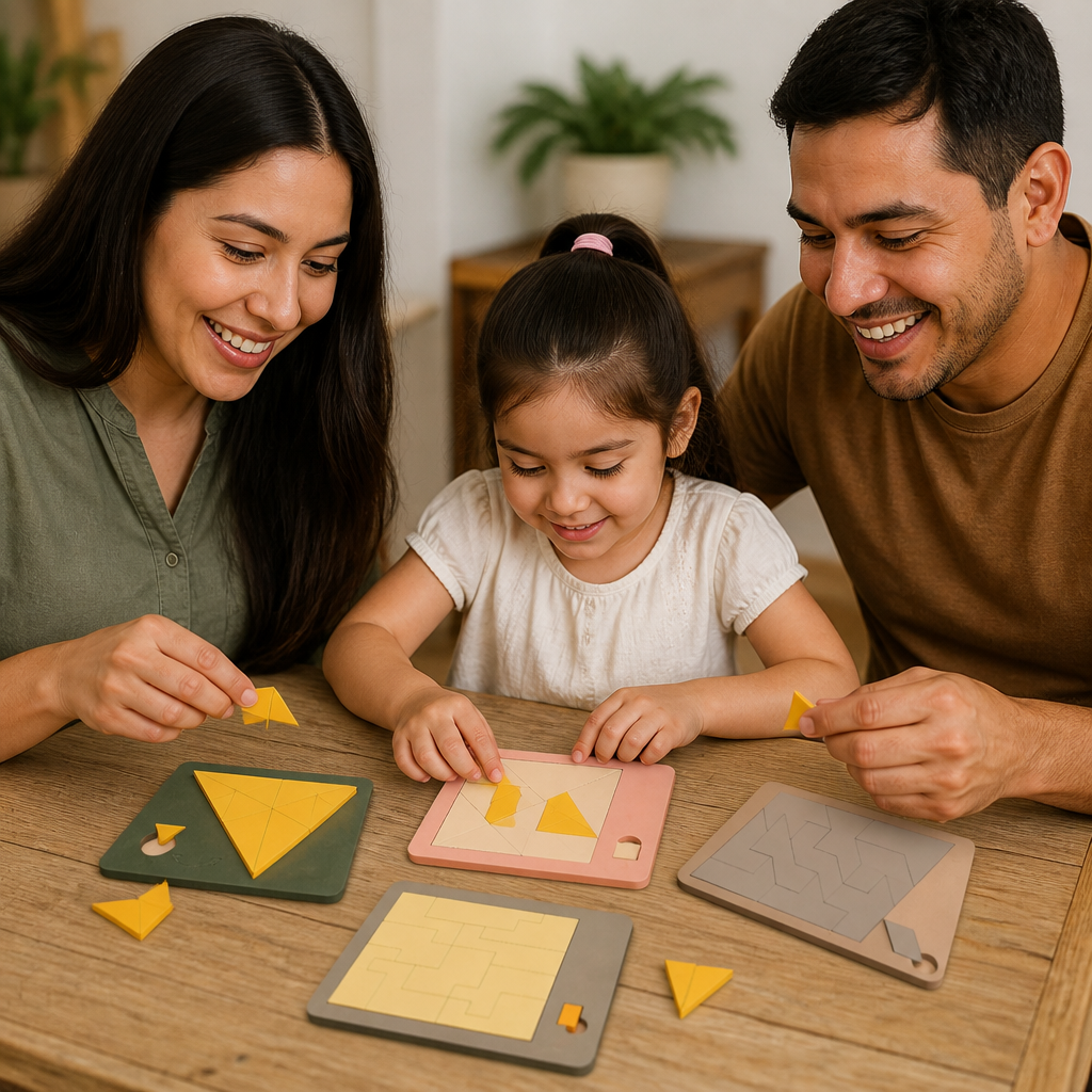 Rompecabezas Tangram de Madera con Retos Lógicos