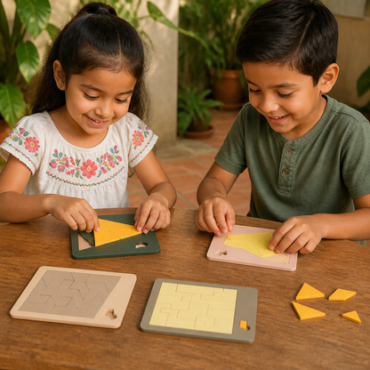 Rompecabezas Tangram de Madera con Retos Lógicos