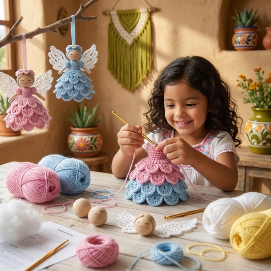 Set de Ángeles Tejidos a Crochet para Hacer tú Mismo