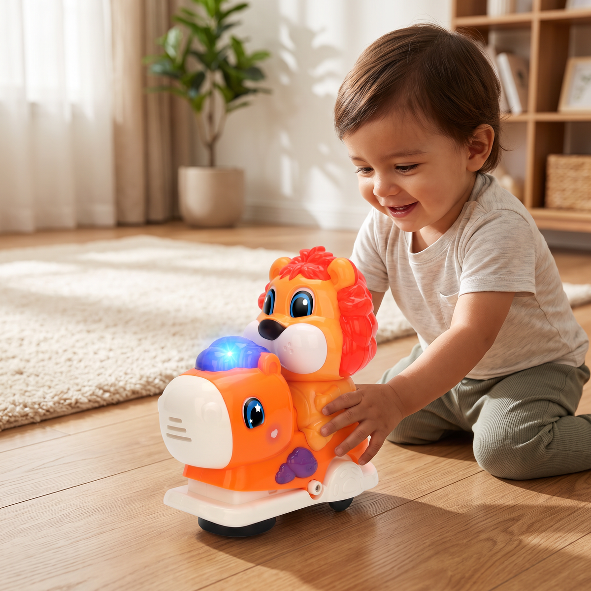 Juguete interactivo de balanceo con animales, música y luces