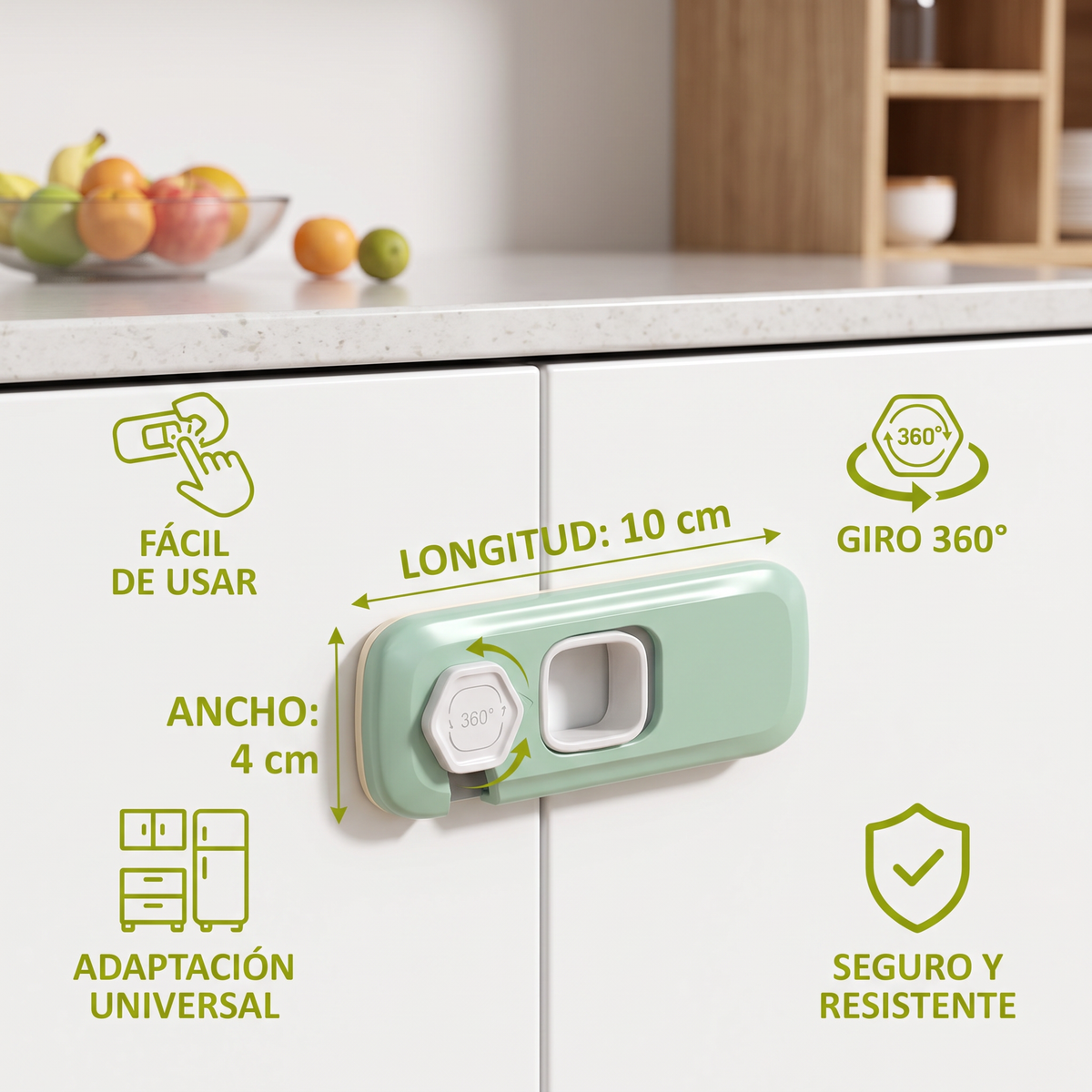 Set De 2 Seguros Para Niños Para Gabinetes, Refrigeradores Y Cajones – Cierre De Seguridad Multifuncional Para Bebés Y Niños