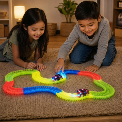 Pista Flexible de Arena que Brilla en la Oscuridad para Niños