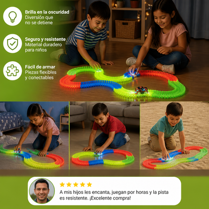 Pista Flexible de Arena que Brilla en la Oscuridad para Niños
