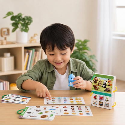 Tarjetas Didácticas Parlantes y Calcomanías de Dinosaurios – Set Montessori para Aprender Fonética y Palabras de Uso Frecuente