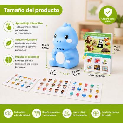 Tarjetas Didácticas Parlantes y Calcomanías de Dinosaurios – Set Montessori para Aprender Fonética y Palabras de Uso Frecuente