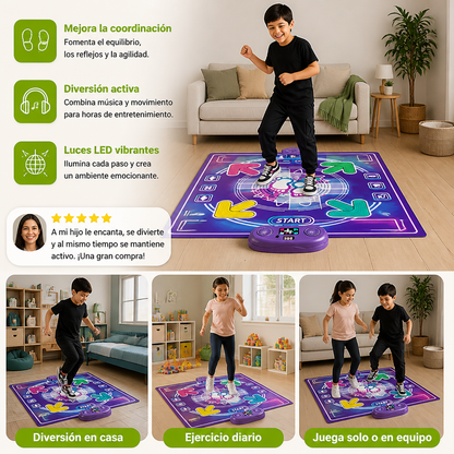 Tapete Musical Interactivo de Baile con Luces LED para Niños