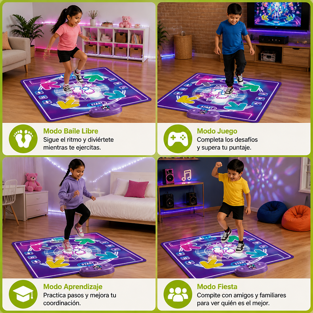 Tapete Musical Interactivo de Baile con Luces LED para Niños