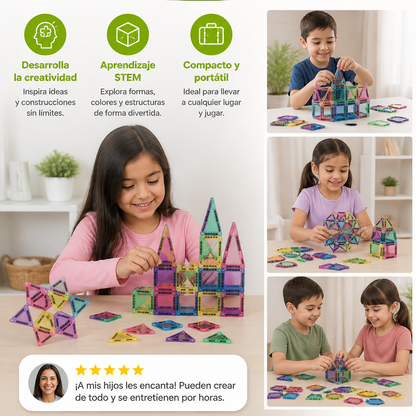 Bloques Magnéticos Compactos – Set Montessori de Viaje de 40 Piezas