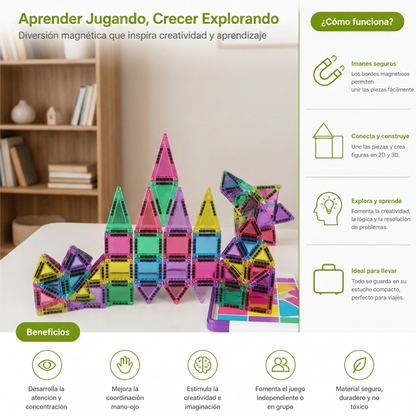 Bloques Magnéticos Compactos – Set Montessori de Viaje de 40 Piezas