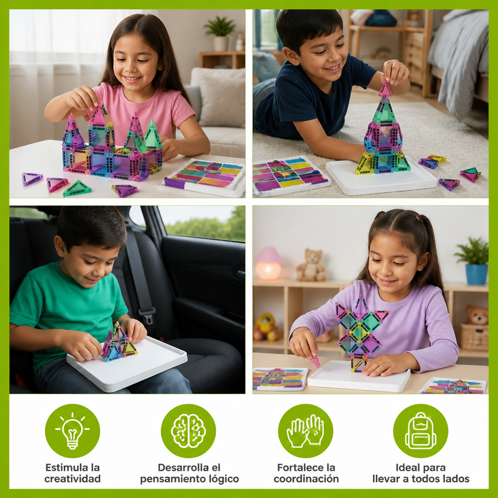 Bloques Magnéticos Compactos – Set Montessori de Viaje de 40 Piezas