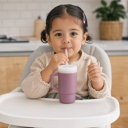 Vaso de Silicón Antiderrames con Popote para Niños Pequeños