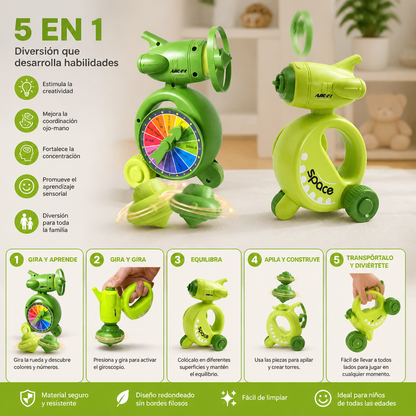Juguete Educativo 5 en 1 con Giroscopio – Juego de Giro, Equilibrio y Apilamiento para Niños