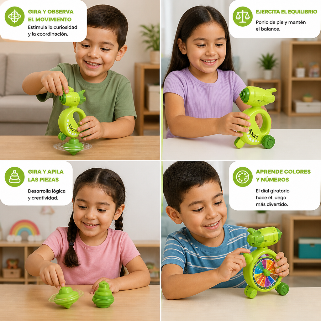 Juguete Educativo 5 en 1 con Giroscopio – Juego de Giro, Equilibrio y Apilamiento para Niños