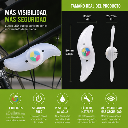 Luces LED de Colores para los Rayos de las Ruedas de Bicicleta