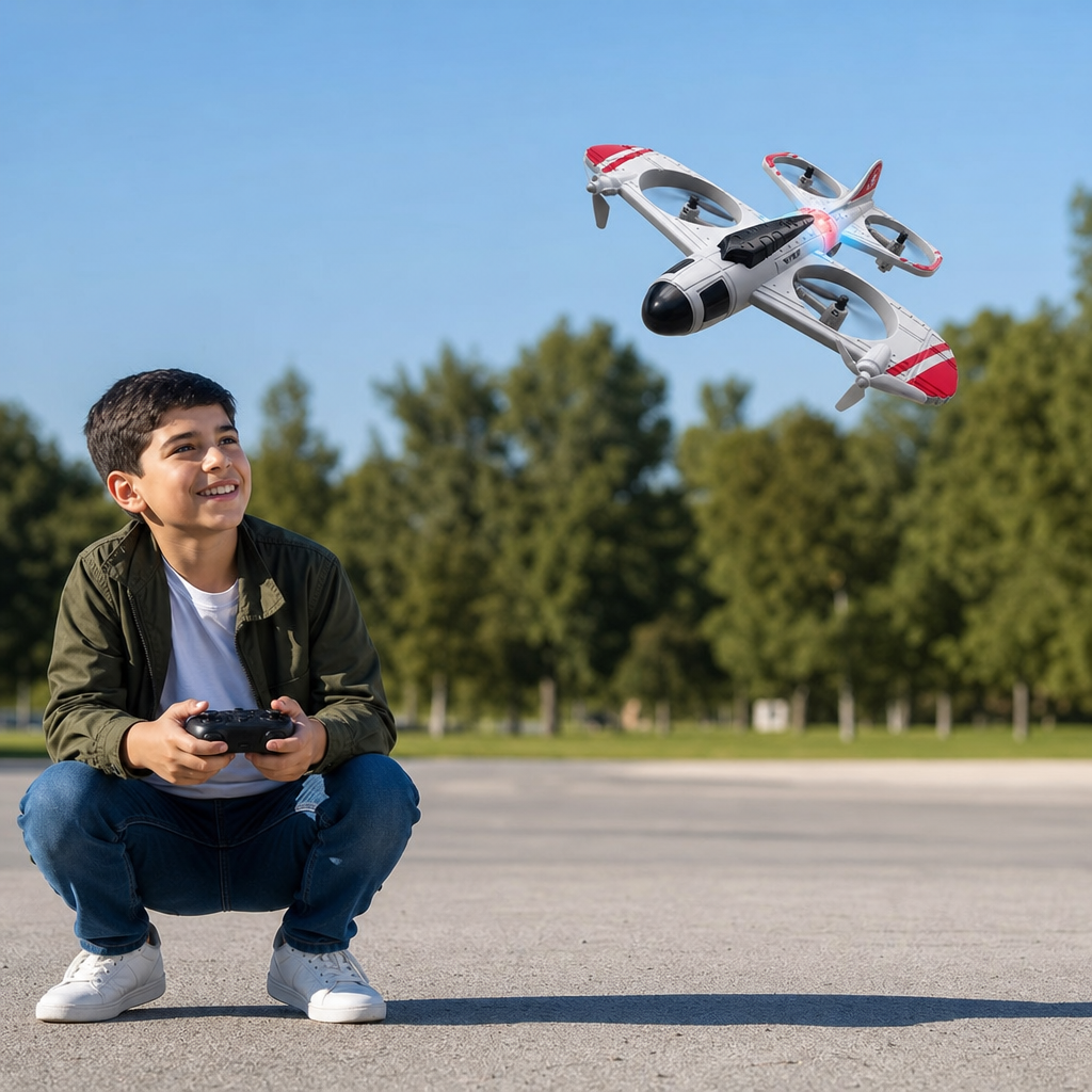 Juguete 2 en 1 de Avión de Combate y Dron a Control Remoto