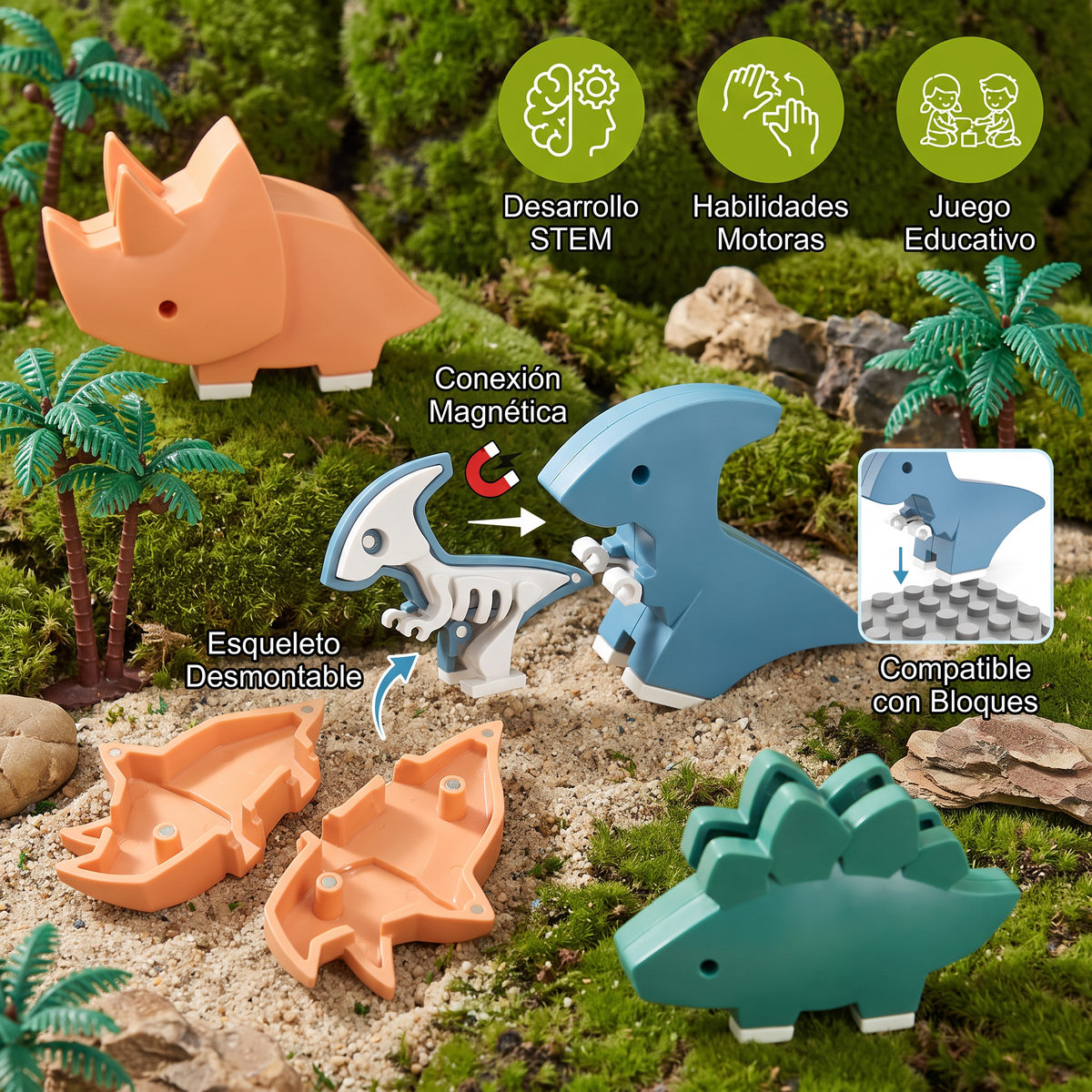 Kit Magnético de Construcción de Esqueletos de Animales – Juguete Educativo STEM Desmontable