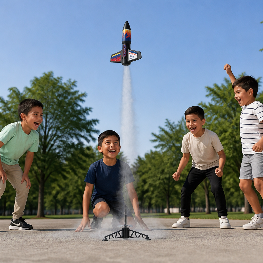 Lanzador De Cohete Infantil Con Paracaídas – Cohete De Juguete Motorizado Para Aventuras Al Aire Libre