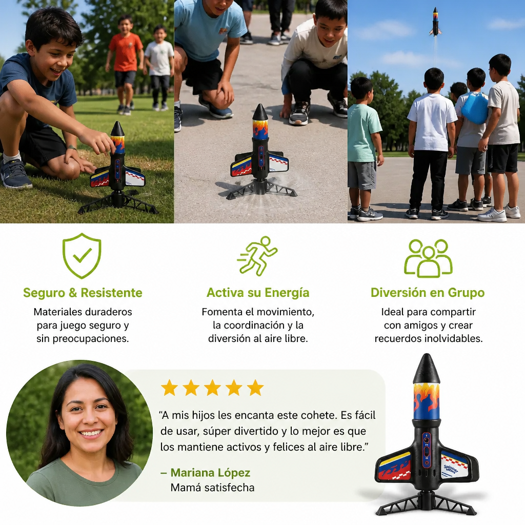 Lanzador De Cohete Infantil Con Paracaídas – Cohete De Juguete Motorizado Para Aventuras Al Aire Libre