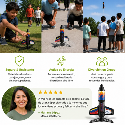 Lanzador De Cohete Infantil Con Paracaídas – Cohete De Juguete Motorizado Para Aventuras Al Aire Libre