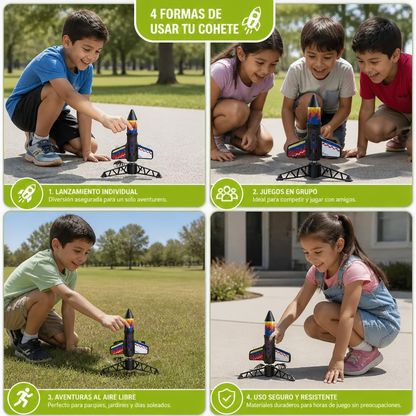 Lanzador De Cohete Infantil Con Paracaídas – Cohete De Juguete Motorizado Para Aventuras Al Aire Libre
