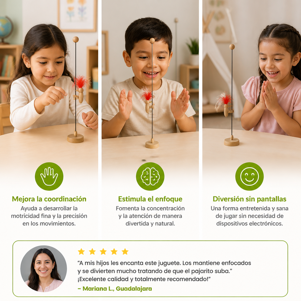 Juguete Educativo De Madera Con Pájaros Carpinteros Para Niños