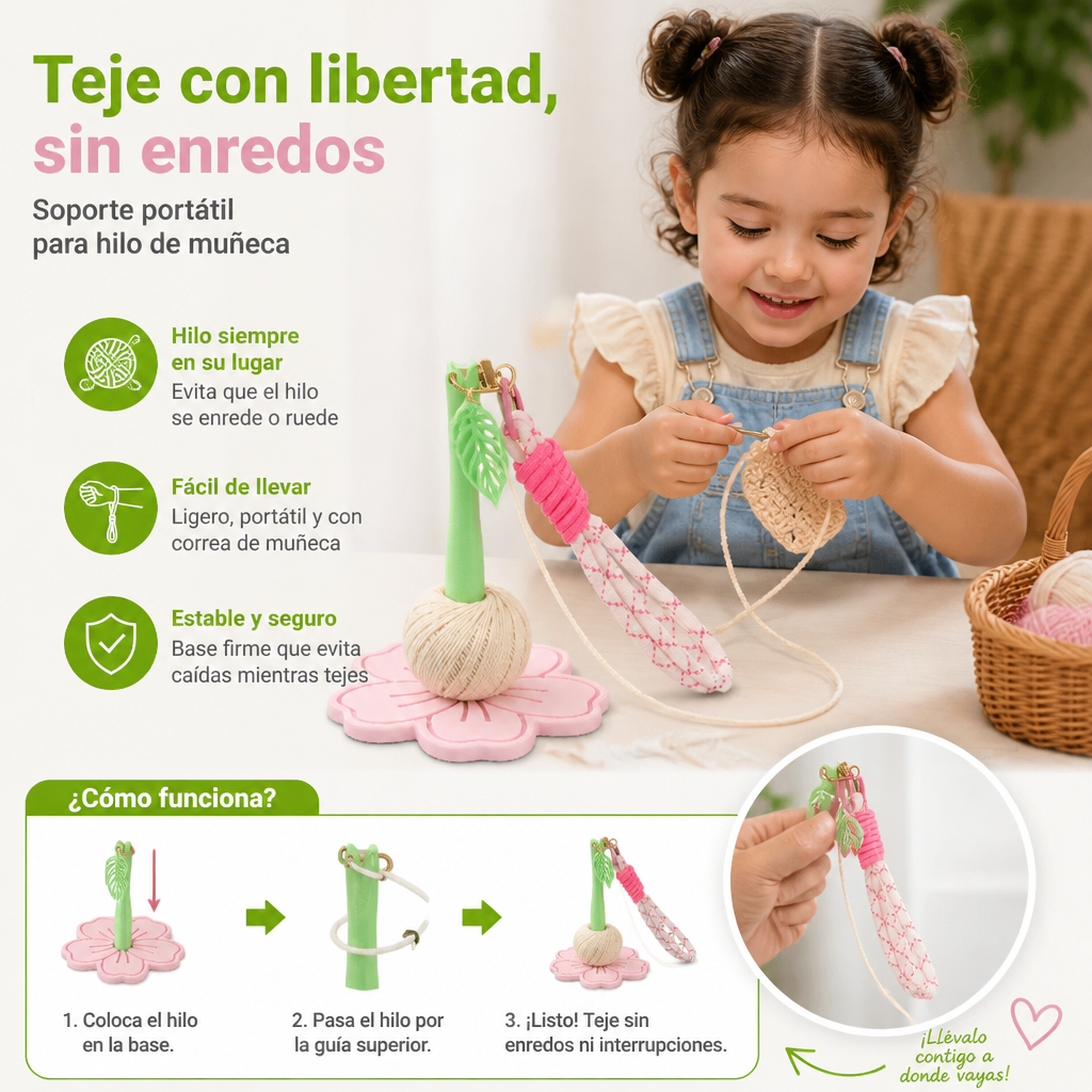 Soporte Portátil Para Hilo De Muñeca Con Correa Para Tejer Y Hacer Crochet